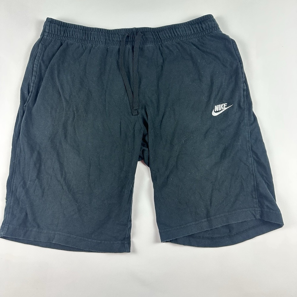 Nike Sportswear Club Jersey Shorts Men’s XL Black Swoosh Spell Out Gym